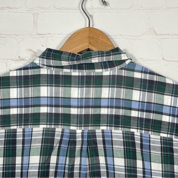 Eddie Bauer Plaid Button Up Shirt Mens Size XL Tall Blue Green Colorful Outdoor - Picture 7 of 10